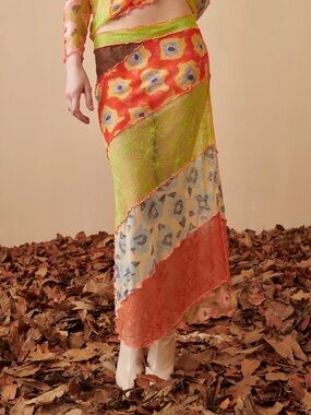 🆕 Celia B ‘Felicity’ Multi-Color Patchwork Lace Maxi Skirt M